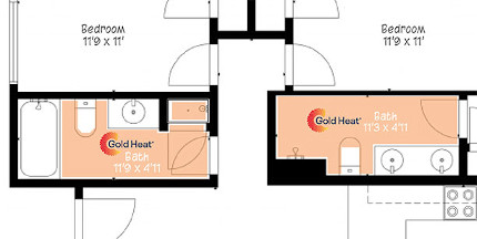 Gold Heat Bathroom floorpan layout