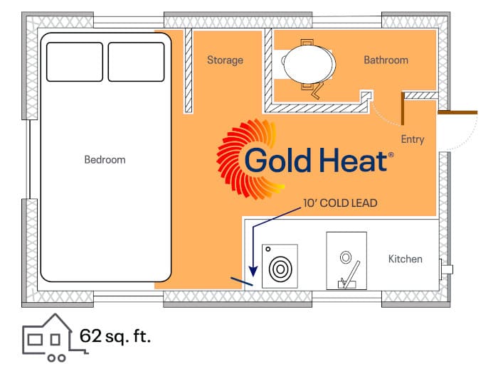 A highlighted floor plan used to explain how to craft a floorplan for gold heat